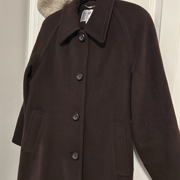 Vintage brown long trench coat peacoat button from long coat - Picture 2 of 6